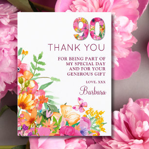 90 år blommor fjäril 90-årsdag tack meddelande vykort