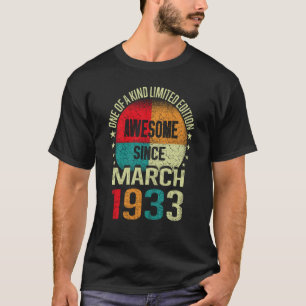 90 år Fantastisk sedan mars 1933 Vintage 90:e fåge T Shirt