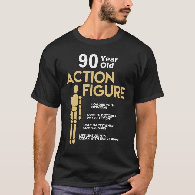 90 år gammal aktion Figur 90:e födelsedagen Annive T Shirt (Framsida)