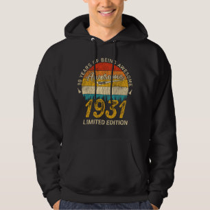 90 år gammal dag 1931 Fantastisk sedan 90:e födels Hoodie