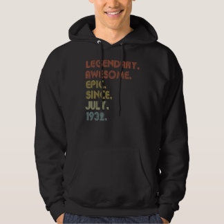 90 år gammal Fantastisk sedan juli 1932 90:e födel Hoodie