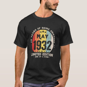 90 år gammal maj 1932 90:e födelsedag t shirt