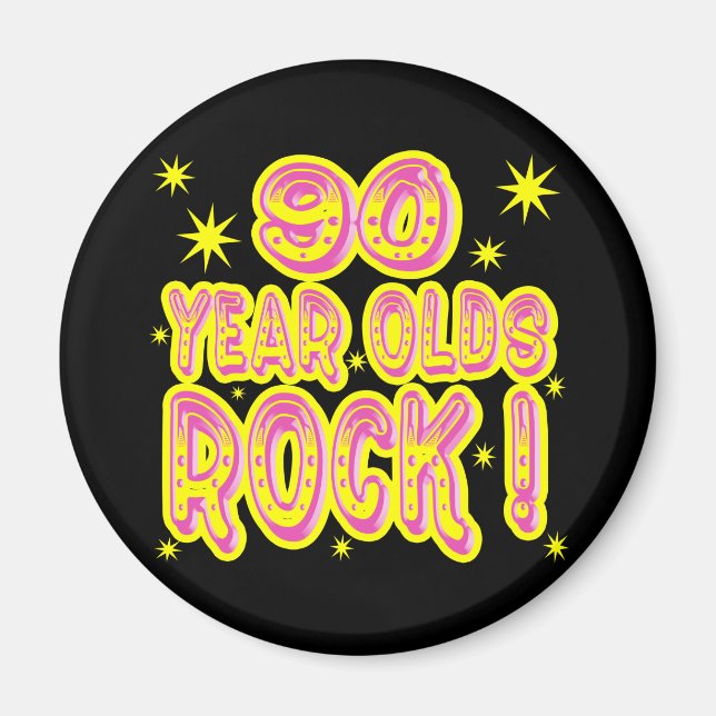 90 år gammal Sten! (Rosa) Magnet (Framsidan)