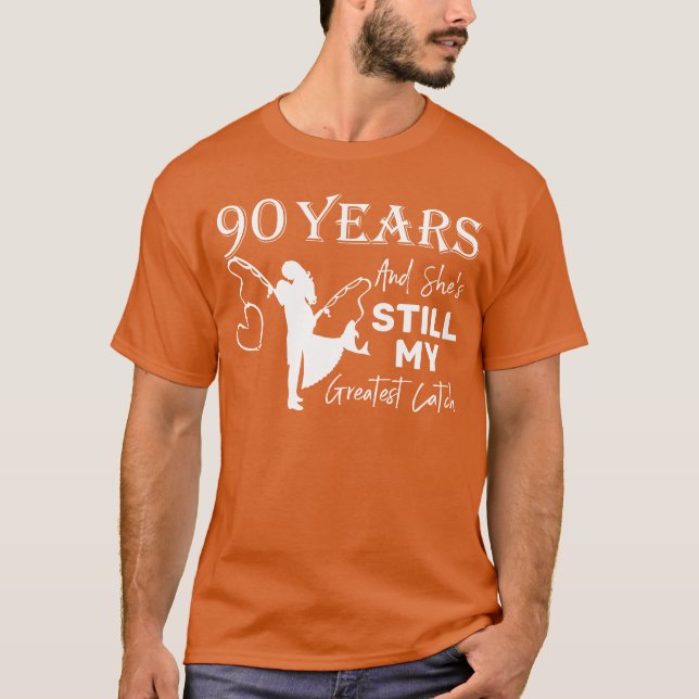 90 år största fångst 90-års bröllopsjubileum r t shirt (Framsida)