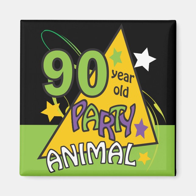 90-åriga Party-djur | 90:e födelsedag Magnet (Framsidan)