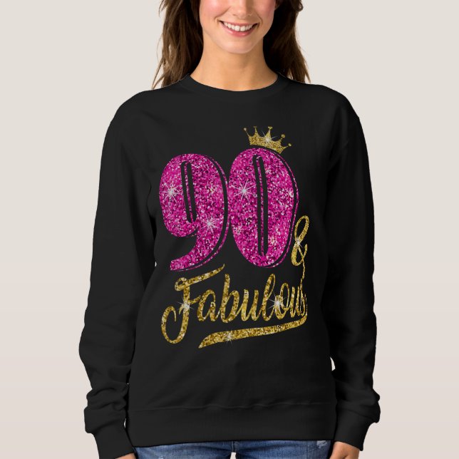 90 ÅRS 90 & Fabulous 90:e Birthday Rosa Cro T Shirt (Framsida)