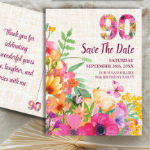 90 års Blommor Blommigt 90:e Birthday Linen