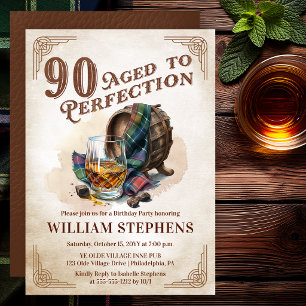 90-års firande för den åldrande skotska whisky som inbjudningar