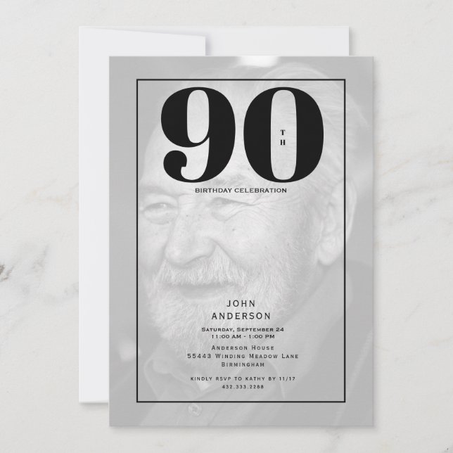 90-års födelsedags fotofest inbjudan (Framsida)