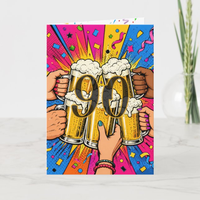 90-års födelsedagsölskål i Pop Art Kort (Framsida)