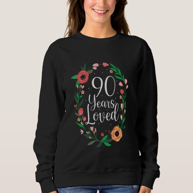 90 års förlorad 90:e födelsedag Blommigt botaniskt T Shirt (Framsida)