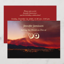 90 års Inbjudningskort i Födelsedagsfesten om bran