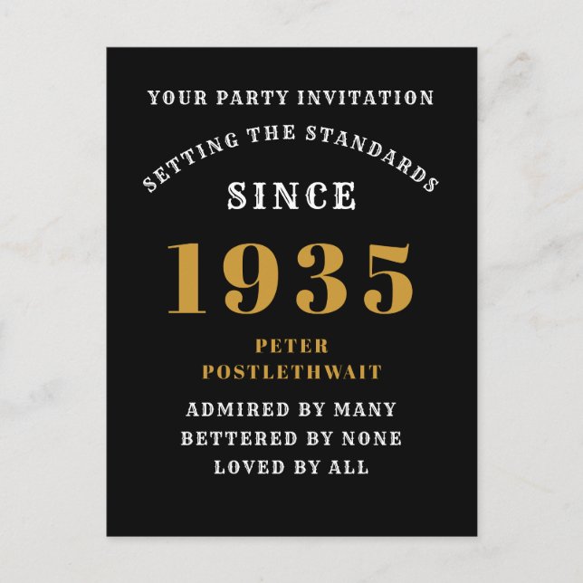 90-årsdag 1935 Svart Guld Vykort (Framsida)