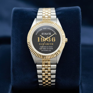 90-årsdag 1936 Elegant Svart Vitt Chic Armbandsur