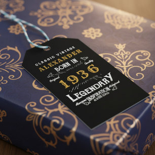 90-årsdag 1936 Lägg till namn Legend Svart Guld Presentetikett