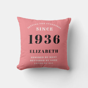 90-årsdag 1936 Rosa Girlaktig Elegant Chic Kudde