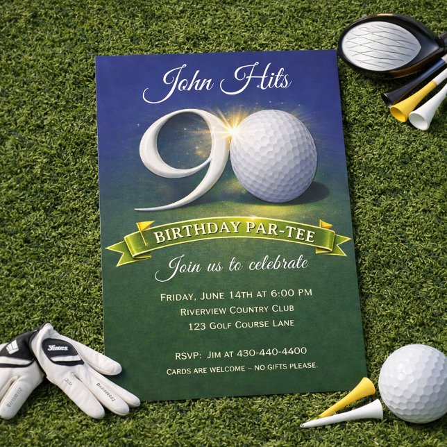 90-årsdag Golftema  Inbjudningar (Skapare uppladdad)