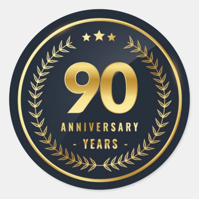 90-årsdag Kuvertförsegling Runt Klistermärke (Framsida)