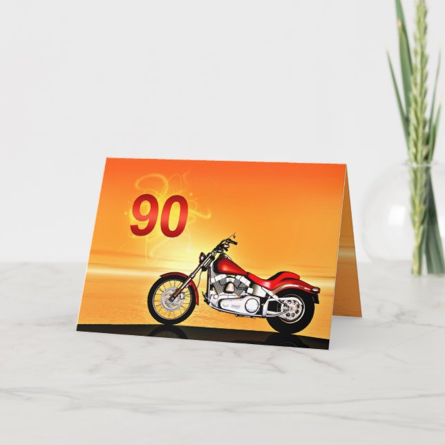 90-årsdag Motorcykel solnedgång Kort (Framsida)