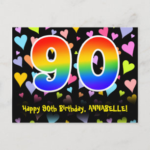 90-årsdag: Roliga Hjärtan Mönster, Regnbåge 90 Vykort