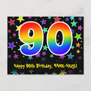 90-årsdag: Roliga stjärnor Mönster, Regnbåge 90, N Vykort