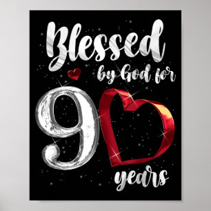 90-årsdag Välsignad av Gud i 90 år Födelsedag Poster