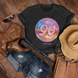 90-årsfest Guld Rosa Glitter Diskokula T Shirt