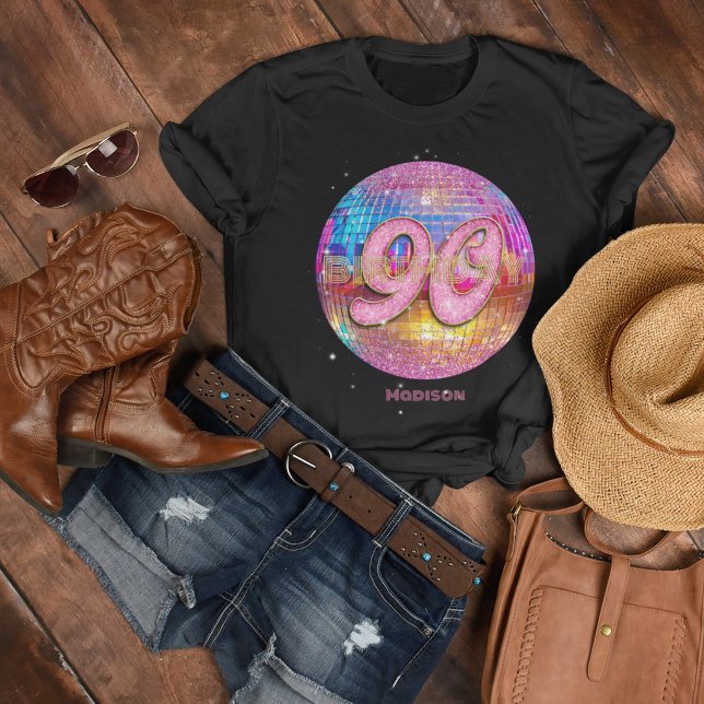 90-årsfest Guld Rosa Glitter Diskokula T Shirt (Skapare uppladdad)