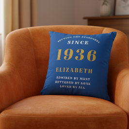 90-årsfirande 1936 Namn Blå Guld Personligt Kudde