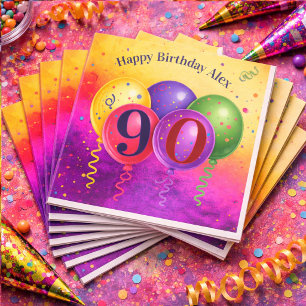 90-årsfirande Ballong Konfettifest Pappersservett