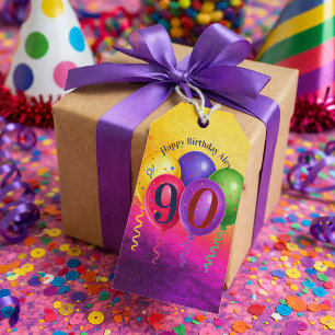 90-årsfirande Ballongkonfettifest Presentetikett