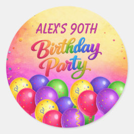 90-årsfirande Ballongkonfettifest Runt Klistermärke