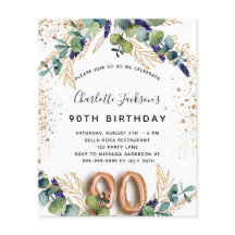 90-årsfirande eukalyptus budget inbjudan