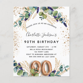 90-årsfirande eukalyptus budget inbjudan flygblad