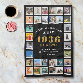 90-årsfirande Familjeminner Fotokollage Kökshandduk