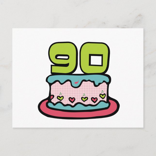 90-årsfirande födelsedagstårta vykort (Framsida)