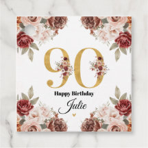 90-årsfirande Guld och Burgunder Rosa Blommor Pers