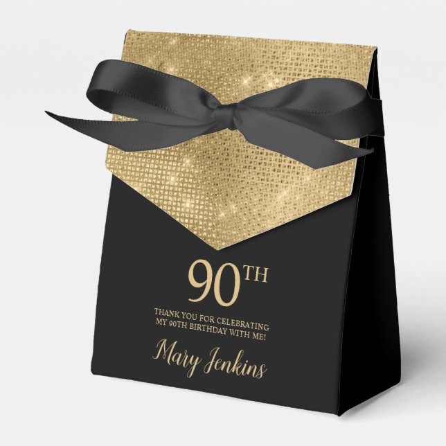 90-årsfirande Guld Tacksamhetspresentlåda Presentaskar (Framsidan Sidan)
