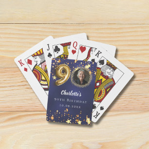 90-årsfirande navyblå gyllene stjärnor foto casinokort