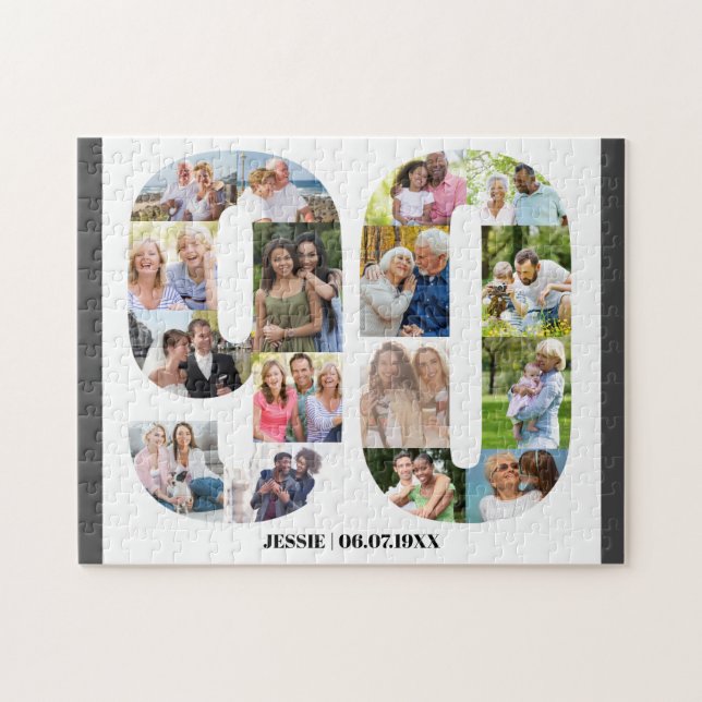 90-årsfirande Nummer 90 Anpassad Foto Pussel (Horisontell)