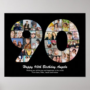 90-årsfirande Nummer 90 Fotocollage Present Poster