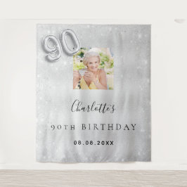 90-årsfirande silverfoto glitterdamm välkomstduk