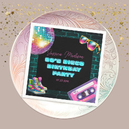 90-årsjubileum Neon Disco Birthday Pappersservett