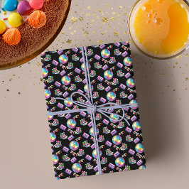 90-årsjubileum Neon Disco Birthday Presentpapper
