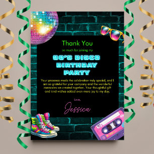 90-årsjubileum Neon Disco Birthday Tack Kort