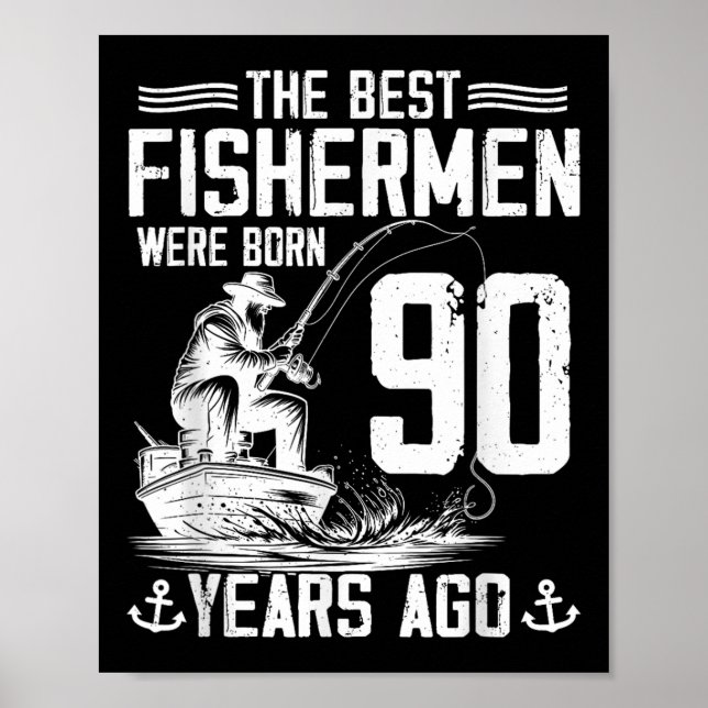 90-årspresent för män fiskare 90-års födelsedag Fi Poster (Framsidan)