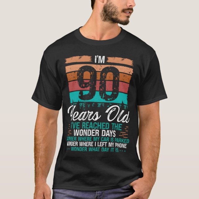 90-årspresent Idé Födelsedagar Retro 90 år gammal  T Shirt (Framsida)