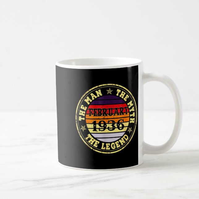 90-årspresent Man Mytt Legend Februari 1936 9 Kaffemugg (Höger)