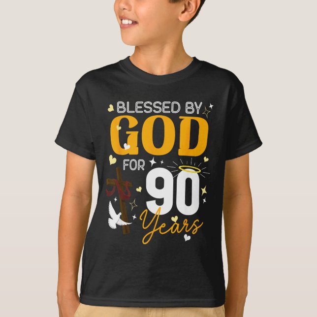 90 Birthday Blessed By God For 90 Years Old 90th B T Shirt (Framsida)