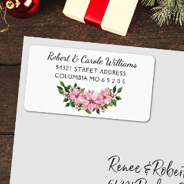 90 Cute Pink Poinsettia Swag Return Address Label Adressetikett
